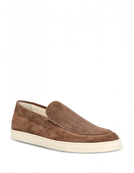 Loafers BRUNELLO CUCINELLI, Logo, Herringbone Pattern, Suede, Maro - MZUHVSP335C7959