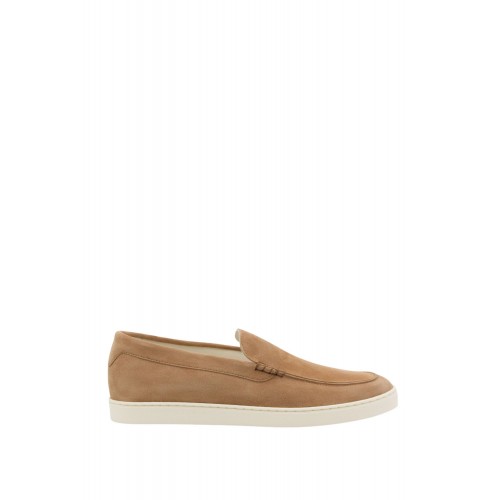 Loafers BRUNELLO CUCINELLI, Logo, Herringbone Pattern, Suede, Beige