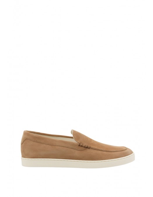 Loafers BRUNELLO CUCINELLI, Logo, Herringbone Pattern, Suede, Beige - MZUHVSP335C7962
