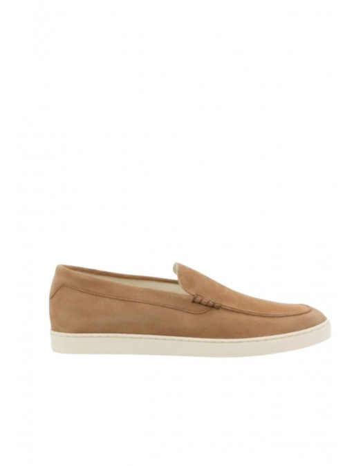Loafers BRUNELLO CUCINELLI, Logo, Herringbone Pattern, Suede, Beige - MZUHVSP335C7962