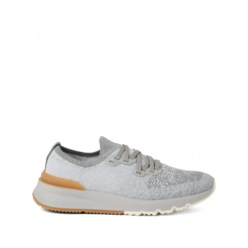 Sneakers BRUNELLO CUCINELLI, Knitted Detail, Low Top, Grey Sneakers BRUNELLO CUCINELLI, Knitted Detail, Low Top, Grey