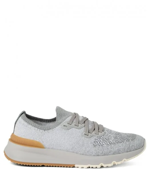 Sneakers BRUNELLO CUCINELLI, Knitted Detail, Low Top, Grey - MZUKISO250CJN33