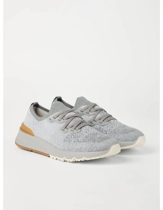 Sneakers BRUNELLO CUCINELLI, Knitted Detail, Low Top, Grey - MZUKISO250CJN33