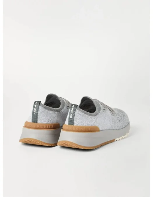 Sneakers BRUNELLO CUCINELLI, Knitted Detail, Low Top, Grey - MZUKISO250CJN33