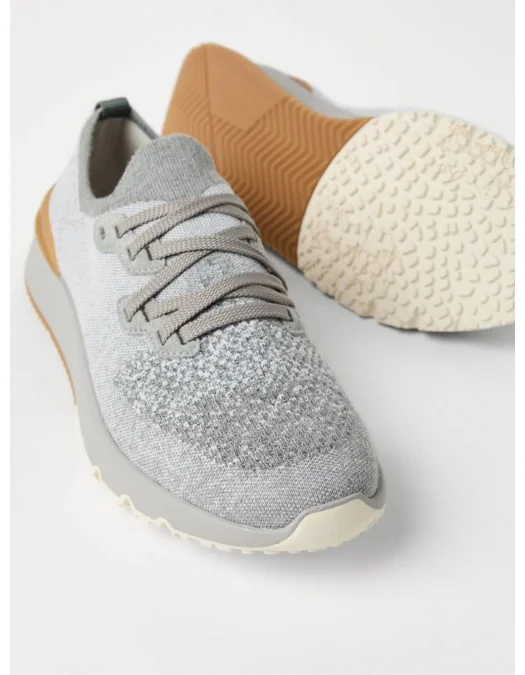 Sneakers BRUNELLO CUCINELLI, Knitted Detail, Low Top, Grey - MZUKISO250CJN33