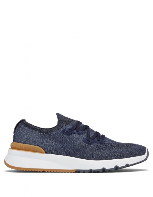 Sneakers BRUNELLO CUCINELLI, Mesh Knitted, Lace Up, Navy Blue - MZUKISO250CO250