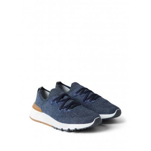 Sneakers BRUNELLO CUCINELLI, Mesh Knitted, Lace Up, Navy Blue Sneakers BRUNELLO CUCINELLI, Mesh Knitted, Lace Up, Navy Blue