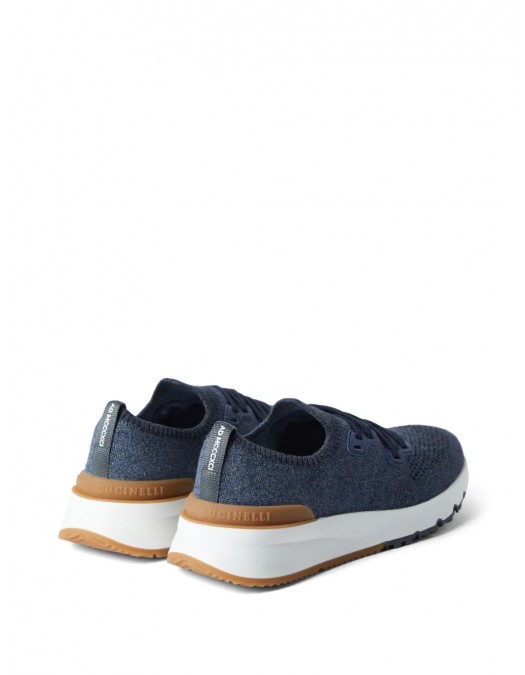 Sneakers BRUNELLO CUCINELLI, Mesh Knitted, Lace Up, Navy Blue - MZUKISO250CO250