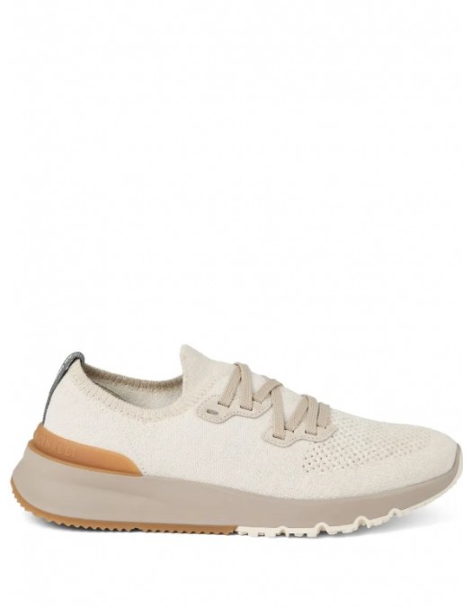 Sneakers BRUNELLO CUCINELLI, Knitted Detail, Low Top,Beige - MZUKISO250CSB87