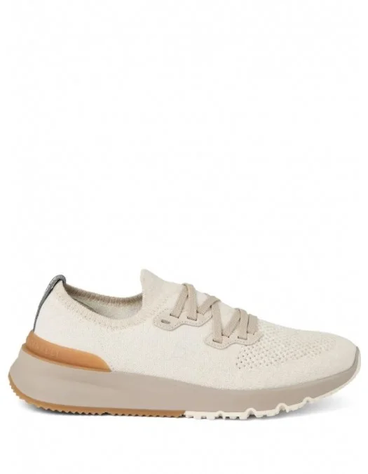Sneakers BRUNELLO CUCINELLI, Knitted Detail, Low Top,Beige - MZUKISO250CSB87 Sneakers BRUNELLO CUCINELLI, Knitted Detail, Low Top,Beige - MZUKISO250CSB87