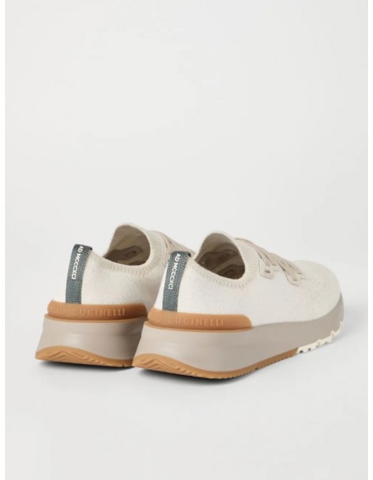 Sneakers BRUNELLO CUCINELLI, Knitted Detail, Low Top,Beige - MZUKISO250CSB87