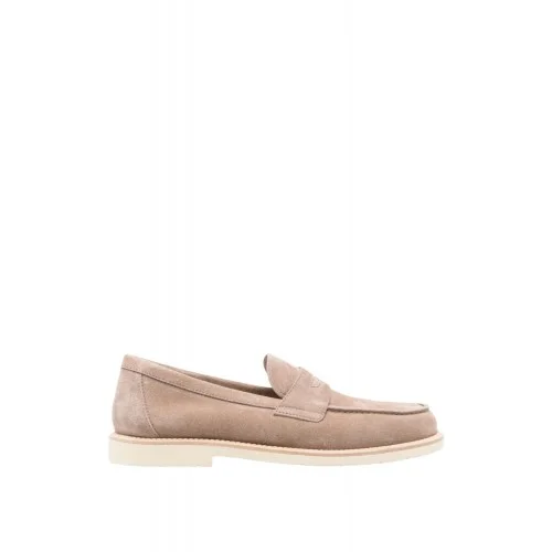 Loafers BRUNELLO CUCINELLI, topstitched leather loafers, Beige