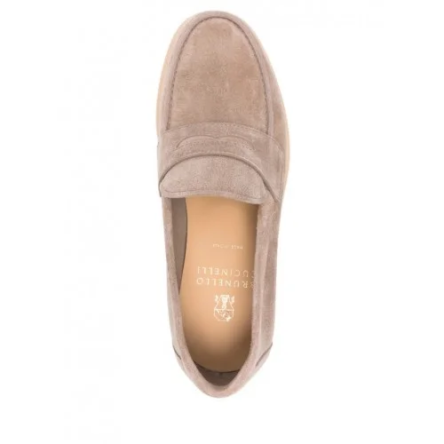 Loafers BRUNELLO CUCINELLI, topstitched leather loafers, Beige