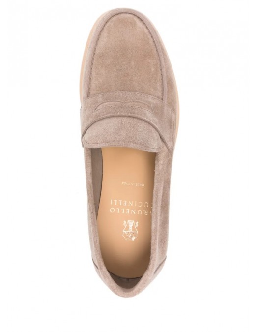 Loafers BRUNELLO CUCINELLI, topstitched leather loafers, Beige - MZUPAIX653C4298