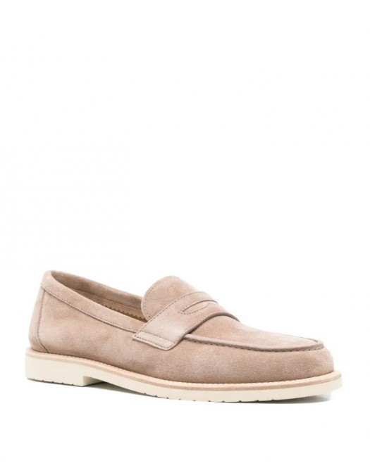 Loafers BRUNELLO CUCINELLI, topstitched leather loafers, Beige - MZUPAIX653C4298