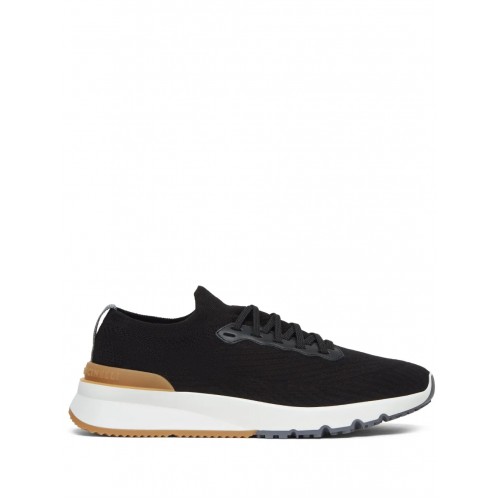 Sneakers BRUNELLO CUCINELLI, Knitted Detail, Low Top, Black Sneakers BRUNELLO CUCINELLI, Knitted Detail, Low Top, Black