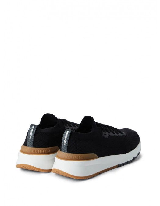 Sneakers BRUNELLO CUCINELLI, Knitted Detail, Low Top, Black - MZUPMBO252CIK10