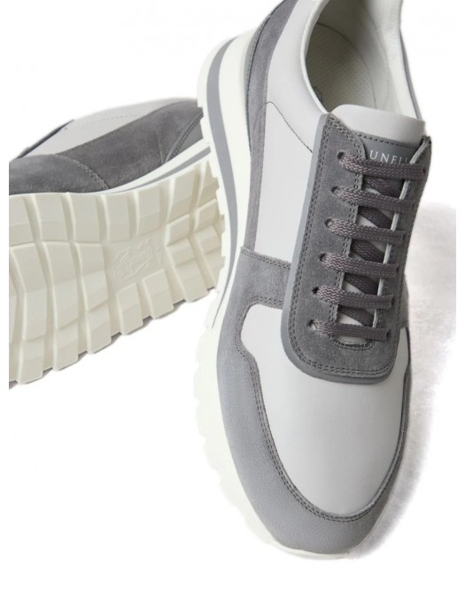 Sneakers BRUNELLO CUCINELLI, Grained Calfskin, Grey - MZUPSGA289CVY44