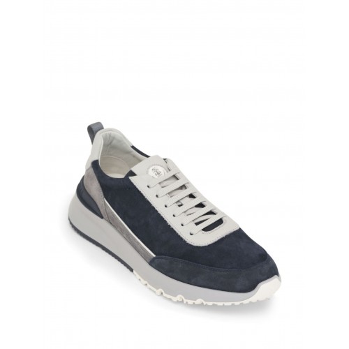 Sneakers BRUNELLO CUCINELLI, Grained Calfskin, Logo Insert, Navy Blue Sneakers BRUNELLO CUCINELLI, Grained Calfskin, Logo Insert, Navy Blue