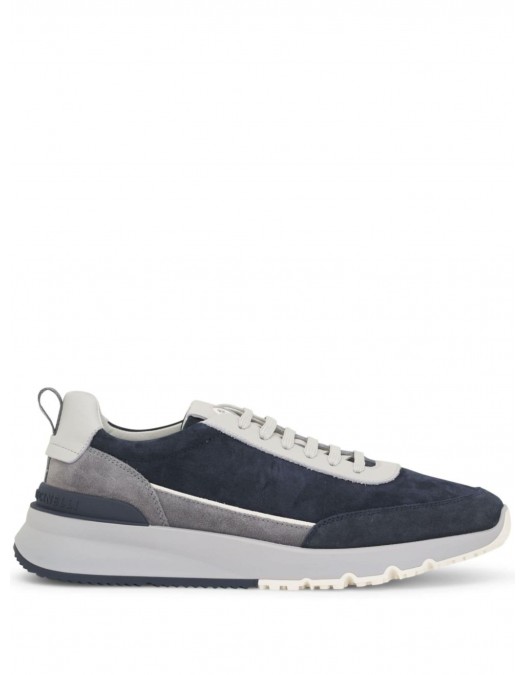 Sneakers BRUNELLO CUCINELLI, Grained Calfskin, Logo Insert, Navy Blue - MZUSGSO278CEA35