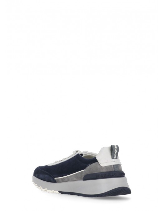 Sneakers BRUNELLO CUCINELLI, Grained Calfskin, Logo Insert, Navy Blue - MZUSGSO278CEA35