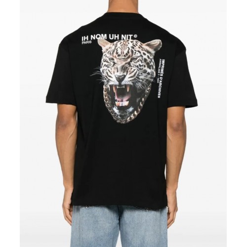 Tricou IH NOM UH NIT,  Leopard Print, Small Logo, Black Tricou IH NOM UH NIT,  Leopard Print, Small Logo, Black