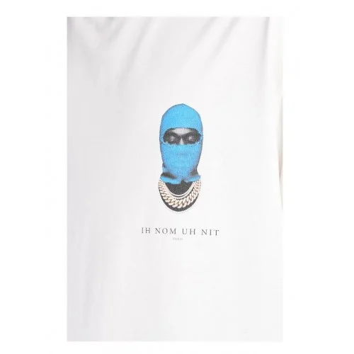 TRICOU IH NOM UH NIT, Blue Mask On Front Print, Regular Fit, Alb