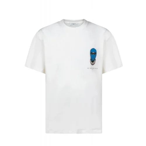 TRICOU IH NOM UH NIT, Blue Mask On Front Print, Regular Fit, Alb