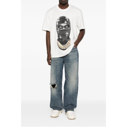 Tricou IH NOM UH NIT, Mask Crosses Print, All White