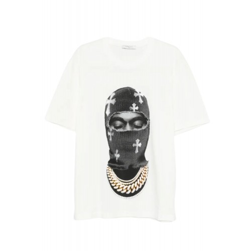 Tricou IH NOM UH NIT, Mask Crosses Print, All White
