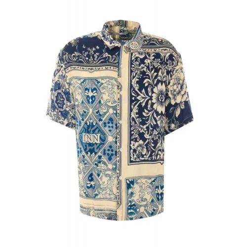 Camasa IH NOM UH NIT, Bowling Shirt Old Cards, Bleu