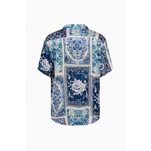 Camasa IH NOM UH NIT, Bowling Shirt Old Cards, Bleu