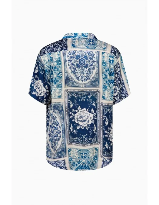 Camasa IH NOM UH NIT, Bowling Shirt Old Cards, Bleu - NUS26258A25