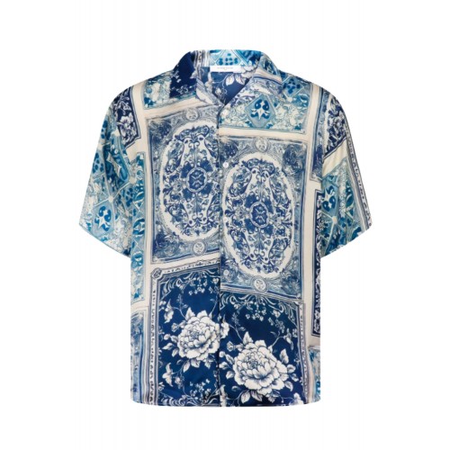 Camasa IH NOM UH NIT, Bowling Shirt Old Cards, Bleu