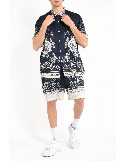 Pantaloni scurti IH NOM UH NIT bermuda blue flower print, Blue - NUS26351B38