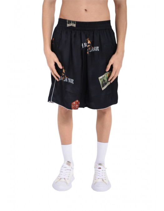Pantaloni scurti IH NOM UH NIT, bermuda old cards print, Black - NUS26362009