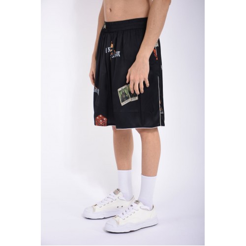Pantaloni scurti IH NOM UH NIT, bermuda old cards print, Black
