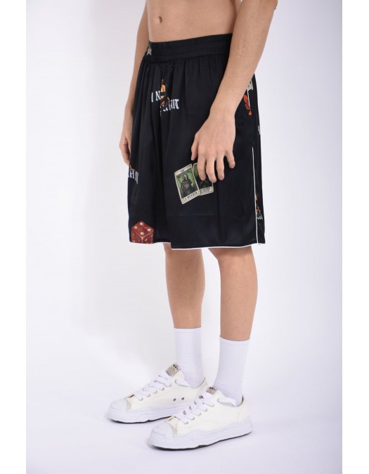 Pantaloni scurti IH NOM UH NIT, bermuda old cards print, Black - NUS26362009