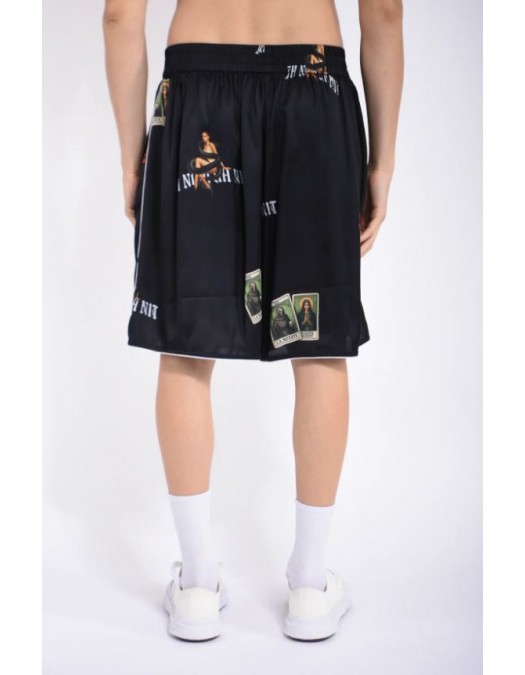 Pantaloni scurti IH NOM UH NIT, bermuda old cards print, Black - NUS26362009