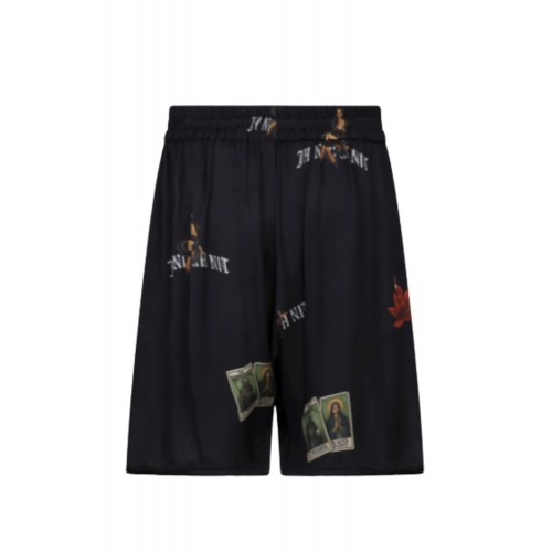 Pantaloni scurti IH NOM UH NIT, bermuda old cards print, Black