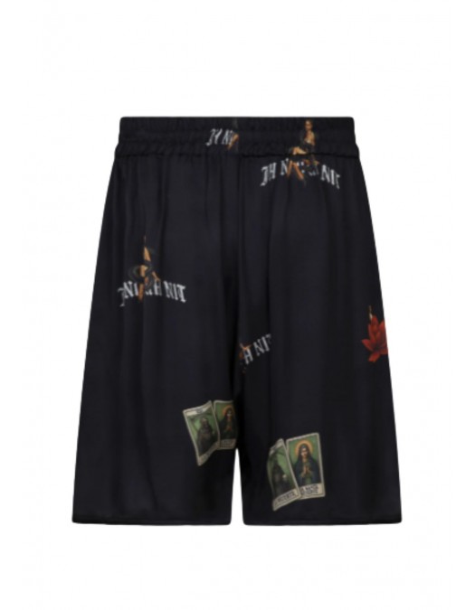 Pantaloni scurti IH NOM UH NIT, bermuda old cards print, Black - NUS26362009