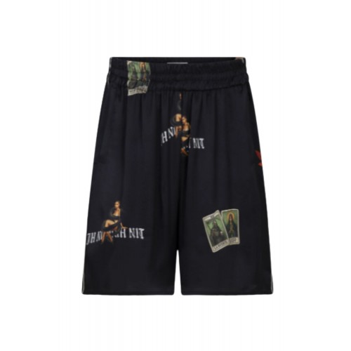 Pantaloni scurti IH NOM UH NIT, bermuda old cards print, Black