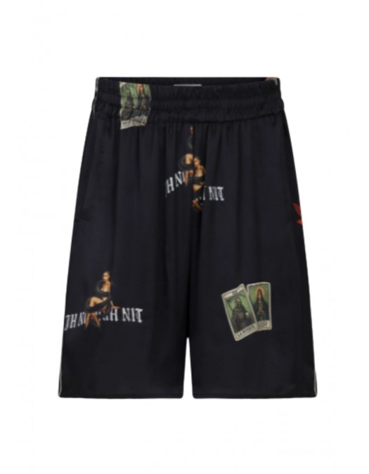 Pantaloni scurti IH NOM UH NIT, bermuda old cards print, Black - NUS26362009