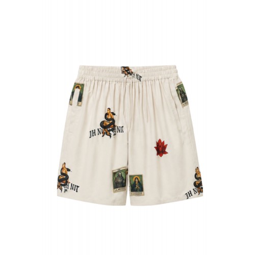 Pantaloni scurti IH NOM UH NIT, bermuda old cards print, Alb