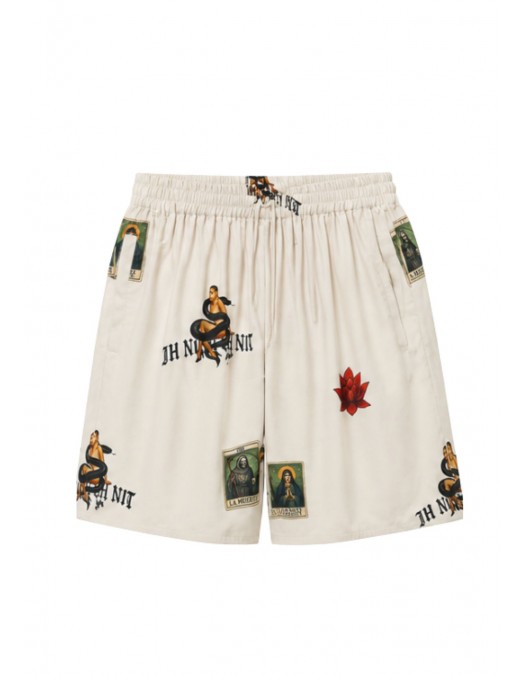 Pantaloni scurti IH NOM UH NIT, bermuda old cards print, Alb - NUS26362261