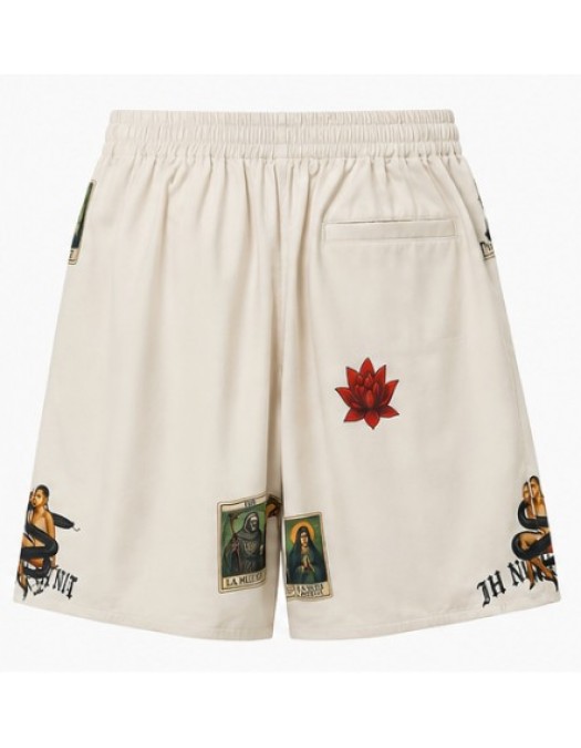 Pantaloni scurti IH NOM UH NIT, bermuda old cards print, Alb - NUS26362261
