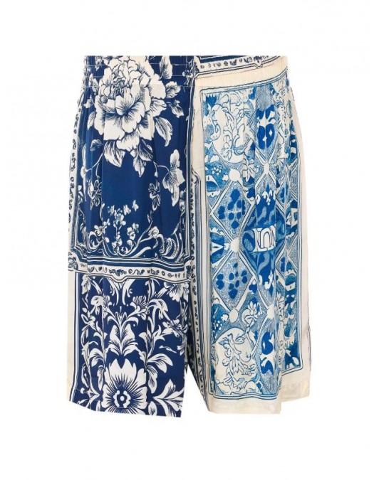 Pantaloni scurti IH NOM UH NIT, Baroque Print Shorts, Blue - NUS26363A25