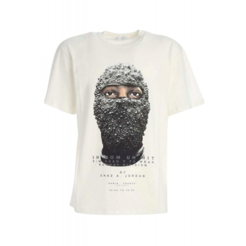 Tricou Ih Nom Uh Nit, White mask on -print T-shirt, Regular Fit, Alb Tricou Ih Nom Uh Nit, White mask on -print T-shirt, Regular Fit, Alb