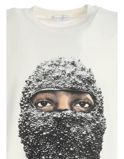 Tricou Ih Nom Uh Nit, White mask on -print T-shirt, Regular Fit, Alb - NUW20231081
