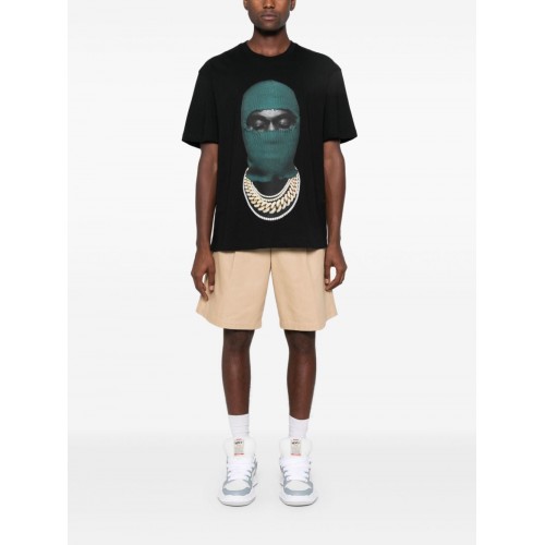 Tricou IH NOM UH NIT, Dark Green Mask Print, Black Tricou IH NOM UH NIT, Dark Green Mask Print, Black